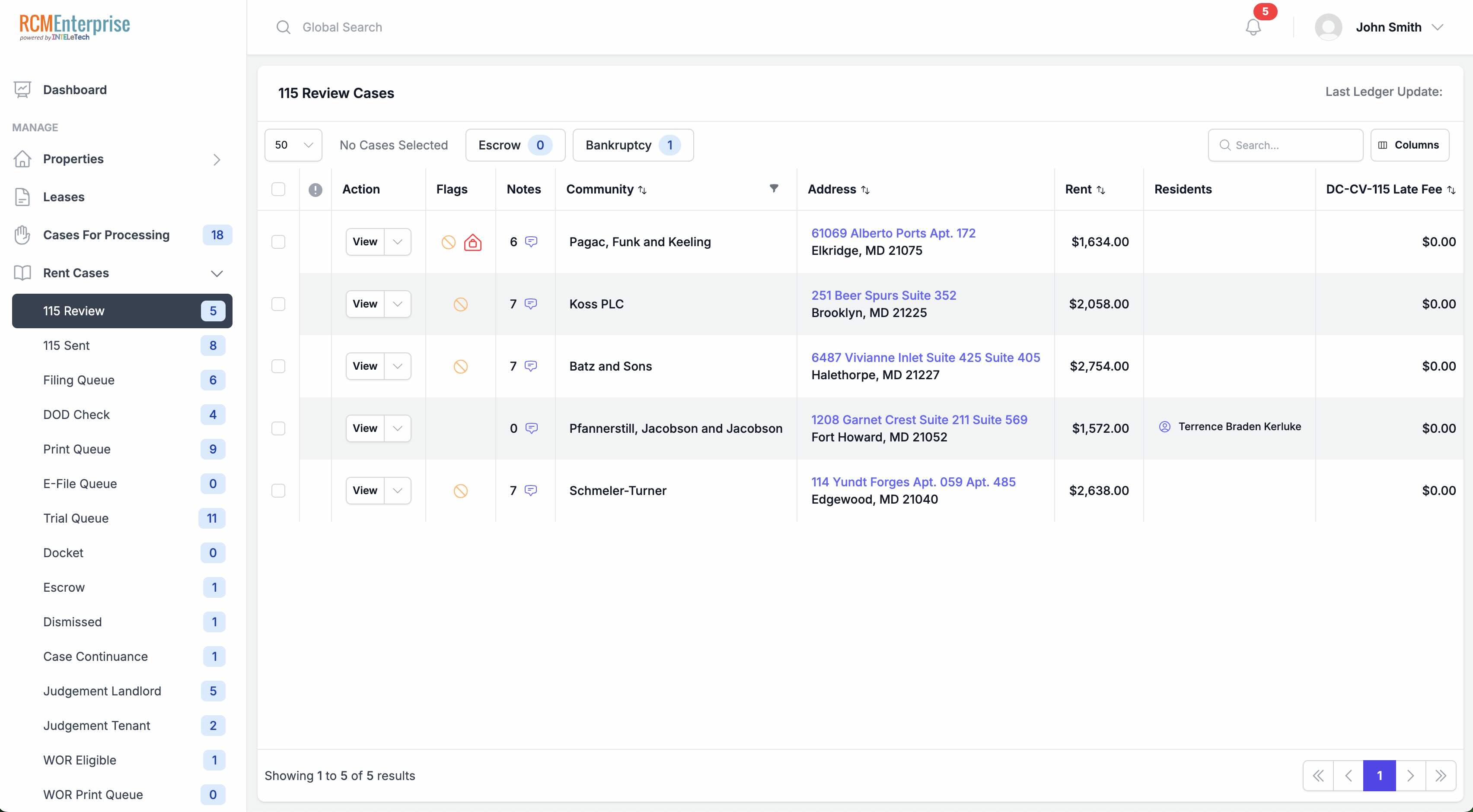 115 Review Cases — eligible cases presented in a single view